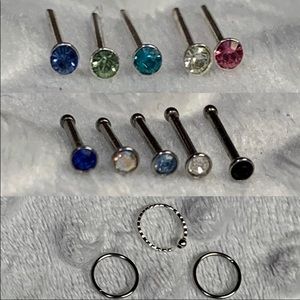 NEW! 13 Pieces - 18 & 20 Gauge Nose Ring Bundle!
